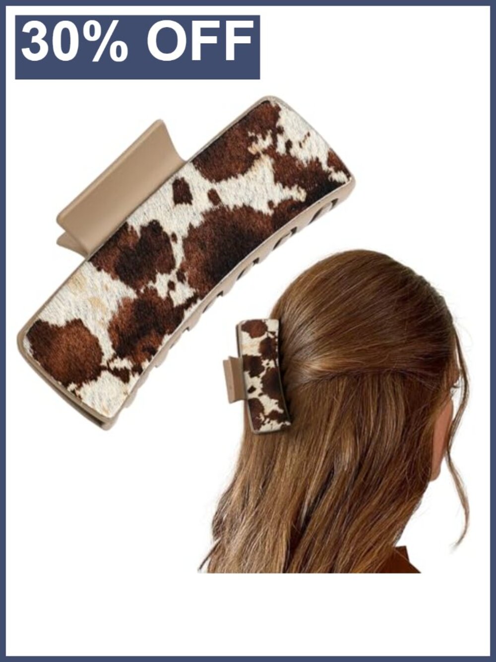 Real Leather Western Hair Claw Clips Cowhide Tooled 4" Thick Hair Girls